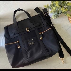 Henri Bendel Black Jetsetter Backpack Satchel Crossbody Bag